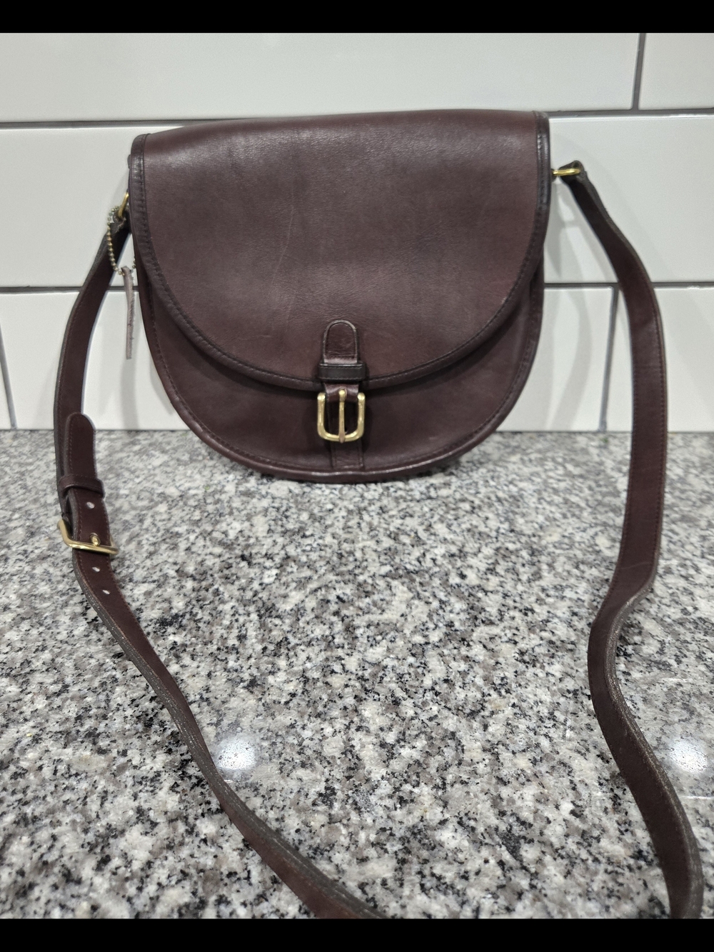 Coach Vintage Brown Leather Saddle Crossbody Bag (9750)